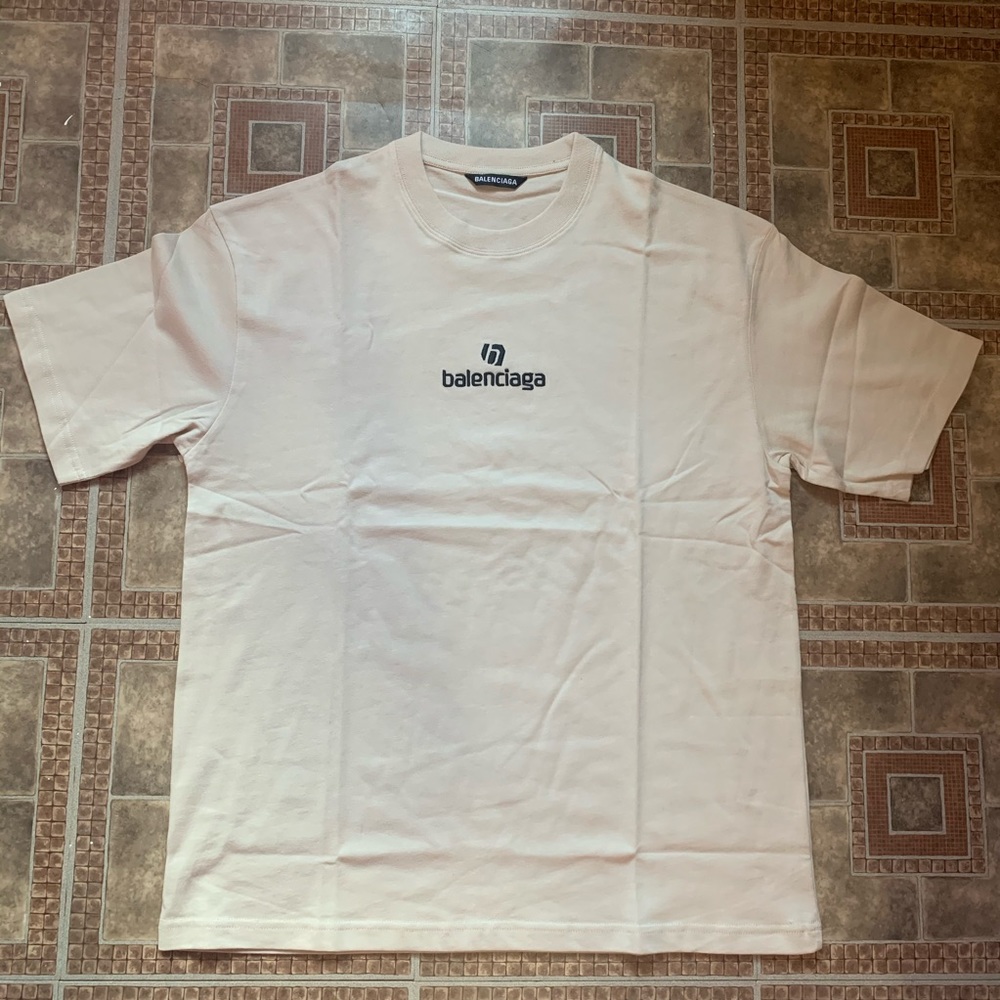 Balenciaga Authentic Tan Sponsor Logo T-Shirt